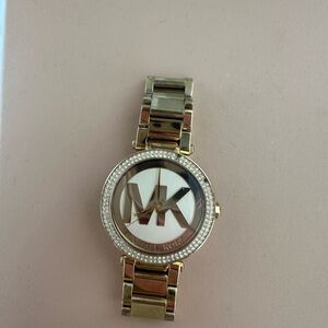 Michael Kors Crystal Bezel MK Logo Watch Gold